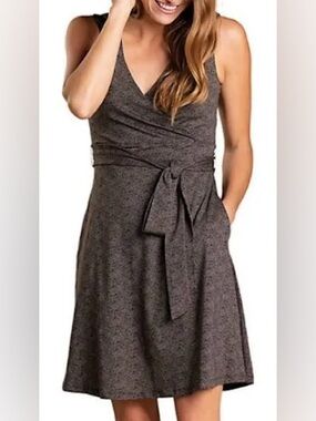 Toad&Co Heathered Sleeveless Wrap Dress with Tie